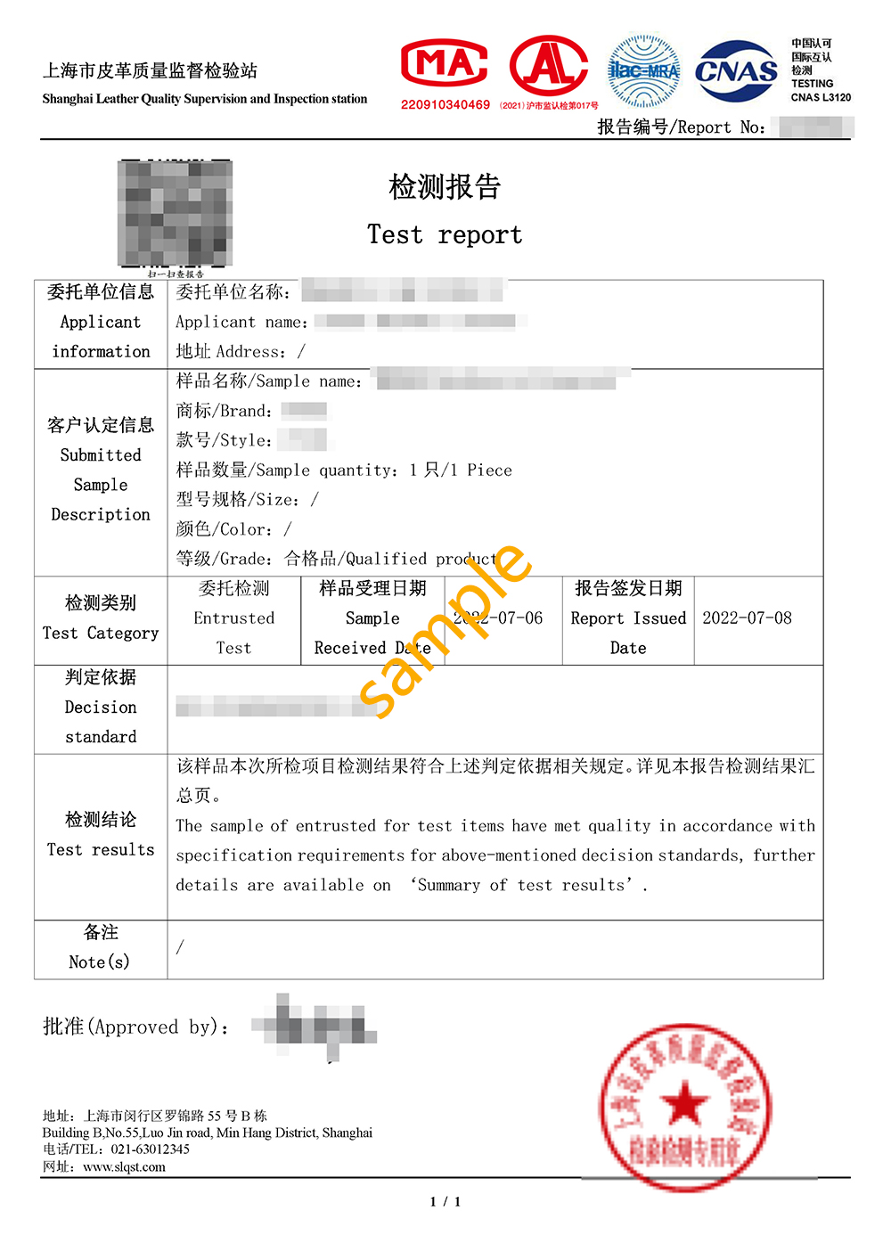 中英文报告样本